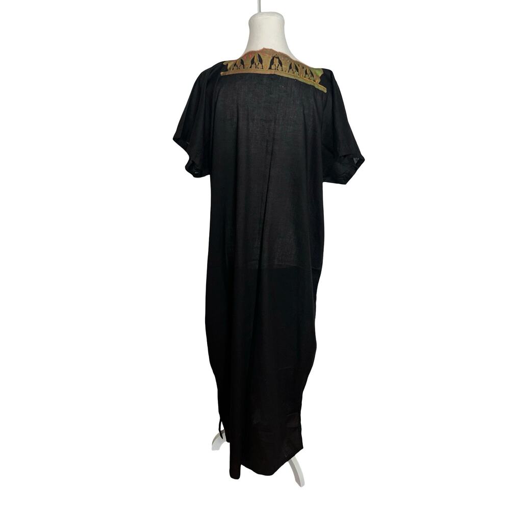 Vintage Egyptian Print Black Kaftan Dress - Picture 5 of 9